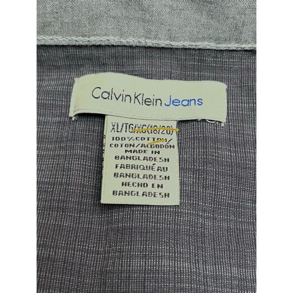 Calvin Klein Jeans Men’s XL Long Sleeve Button-Up Shirt - Charcoal Gray - Picture 4 of 9